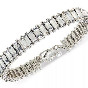 ON-34TH Baguette Cut Crystal Tennis Bracelet Silver Tone Statement Bracelet